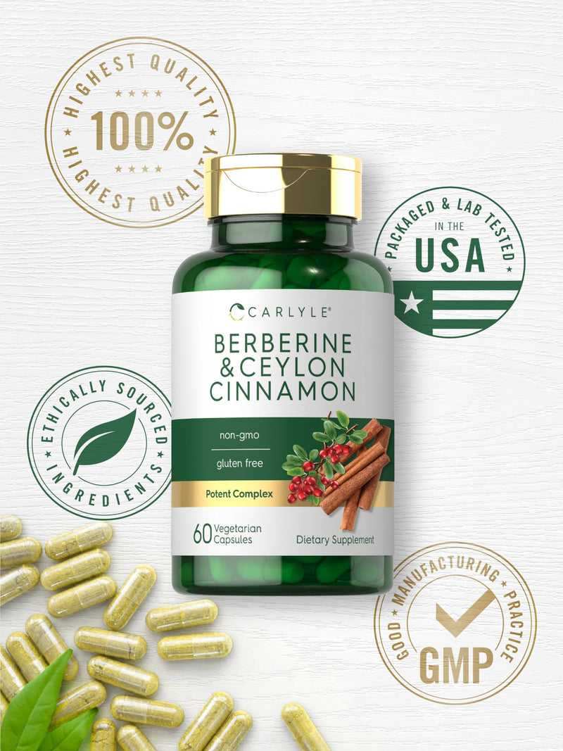 [Australia] - Carlyle Berberine with Ceylon Cinnamon | 2000mg Complex | 60 Capsules | Vegetarian, Non-GMO, Gluten Free 