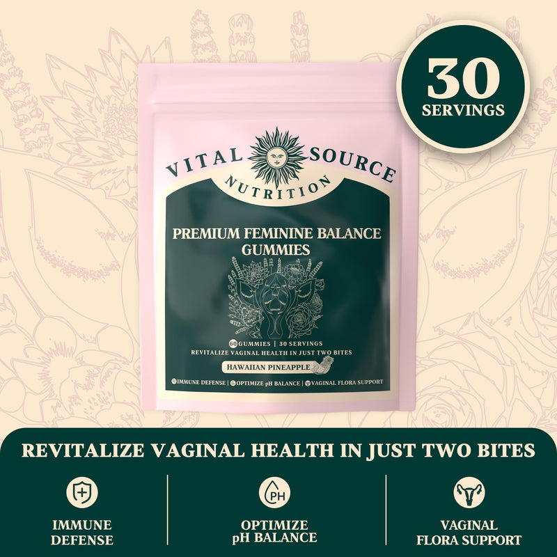 [Australia] - Vital Source Nutrition - Premium Feminine Balance Gummies - for Women‚Äôs Health & Wellness - Immune Support - Vegan, Gluten-Free - Hawaiian Pineapple - 60 Gummies - 30 Servings 
