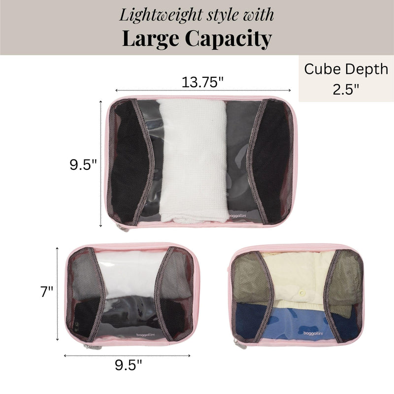 Baggallini Compression Cube 3-piece set - Lightweight Compression Packing Cubes for Travel One Size BAGG PINK