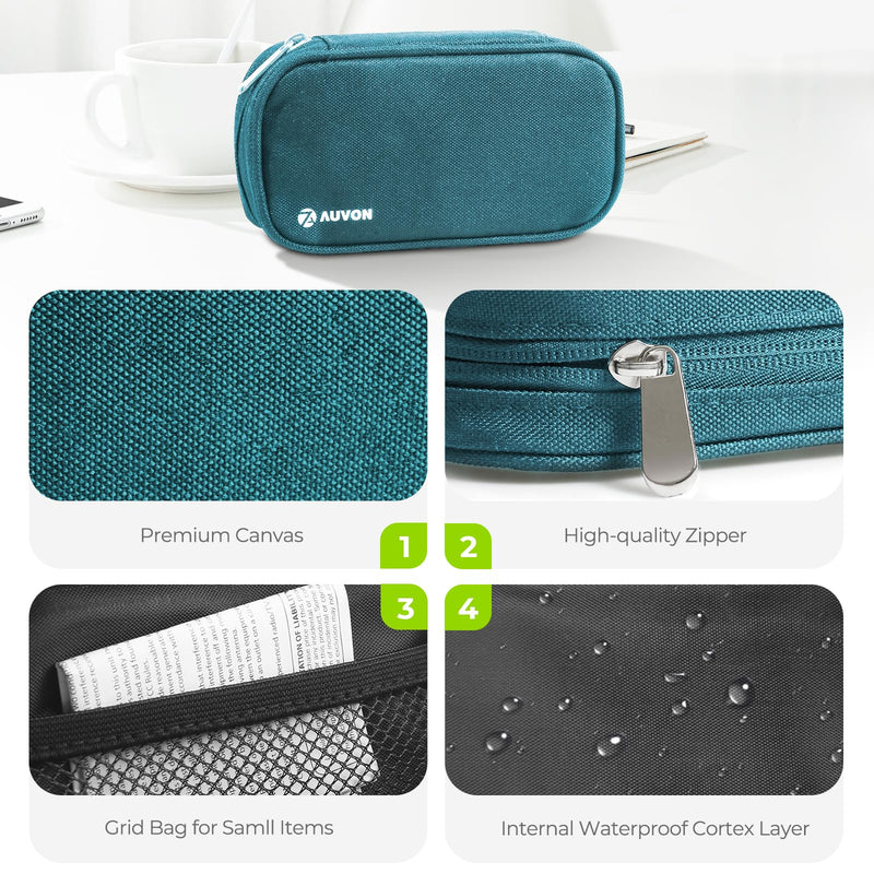 AUVON Canvas Bag Travel Pill Organizer 2 Times a Day, Large AM/PM Weekly Pill Box 7 Day Pill Case with Portable Cyan Zipper Cloth Bag for Holding Supplements, Vitamins and Fish Oils | Large Pill Organizer 2 Times a Day, Weekly Pill Box 7 Day for Supple...