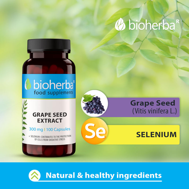 Grape Seed Extract Capsules 300mg - High Strength with OPC and Selenium - 100 Capsules 100 pcs