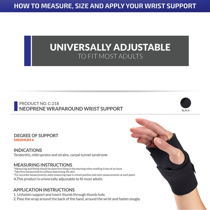 CHAMPION Compression Reversable Neoprene Wrist Support Wraparound, Black