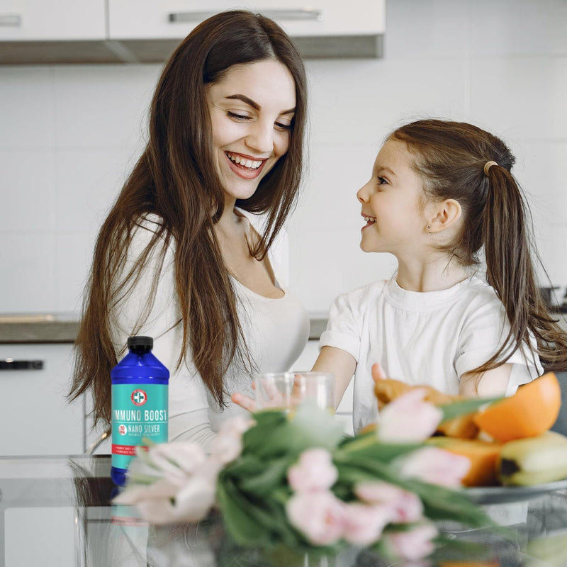Be Smart Get Prepared Nano Silver Immuno Boost - 16 oz | Daily Immune Supplement for Family - Gluten Free, Vegetarian - Made in USA