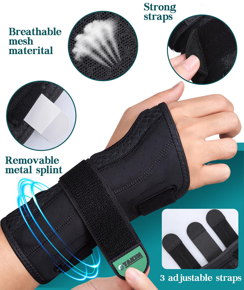 Wrist Brace for Carpal Tunnel Night Support, Adjustable Wrist Splint for Tendonitis, Arthritis, Sprains, Wrist Pain Relief, Comfortable Hand Brace for Men and Women Right Left Hand Black-Right Hand L/XL