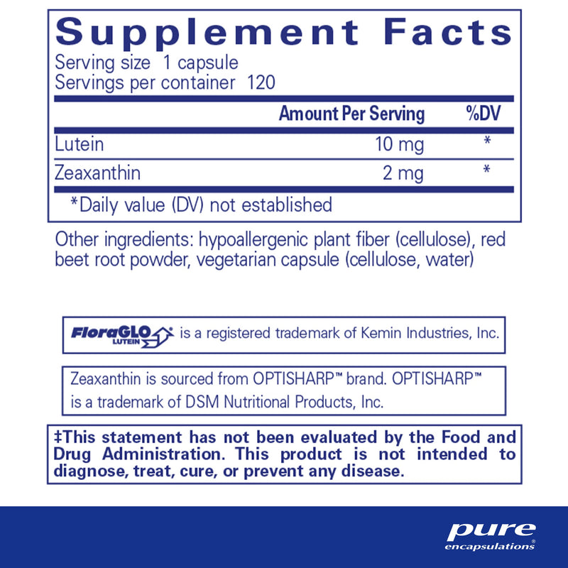 [Australia] - Pure Encapsulations Lutein & Zeaxanthin - Supports Overall Vision* - Maintains Macular Pigment & Eye Health* - Antioxidant Support* - Vegan-Friendly & Non-GMO - 120 Capsules 120 Count (Pack of 1) 