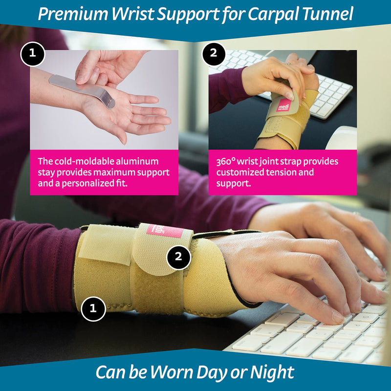 [Australia] - medi Neoprene Carpal Tunnel Wrist Support - carpal tunnel, sprains, & weak wrists Beige Right Medium 