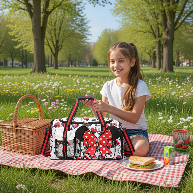 Kids Travel Duffle Bag for Girls Ages 6-8,Cute Bowknot Overnight Bag with Shoe Compartment,Lightweight Carry On Weekender for Sleepover,Gym,Family Trips Pink Cute Bowknot