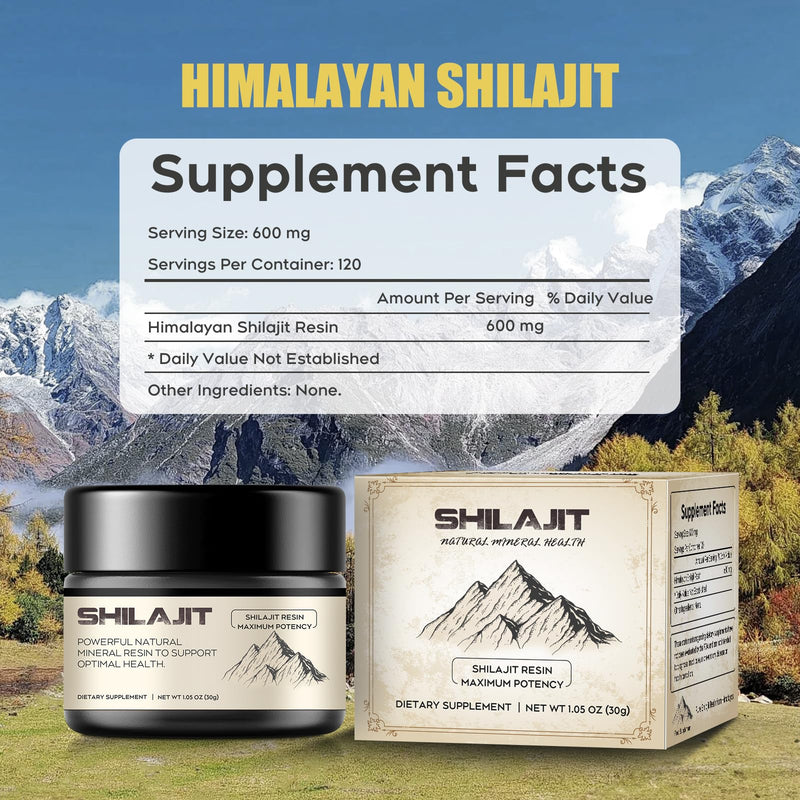Shilajit, Berrlly Shilajit Resin 600mg Maximum Potency Mix Other Trace Elements, 30 Grams a Box for Suggust 2 Months