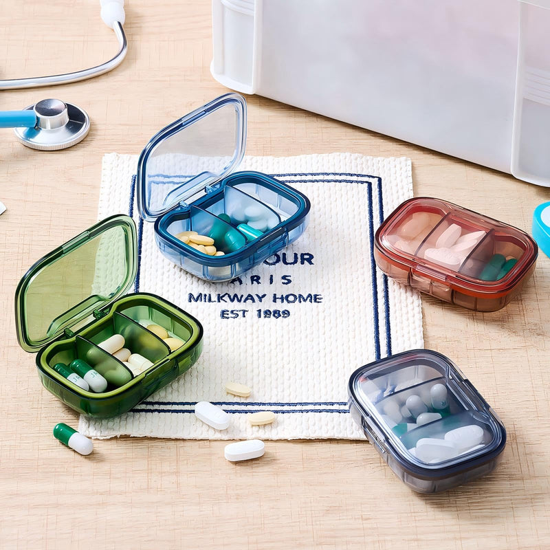 Domensi 16 Pack 3 Compartment Small Pill Case Bulk Travel Pill Organizer Portable Moisture Proof Box Container for Pocket Purse Daily Medicine Vitamin Holder Dispenser