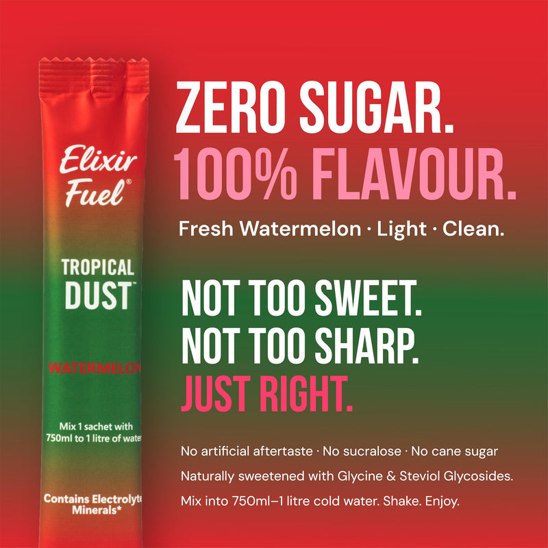 Tropical Dust™ Watermelon Electrolyte Powder | 15 Vitamins & Minerals | Full B-Complex | Magnesium Glycinate | 30 Sachets | 8g | Zero Sugar | Vegan | Daily Supplement