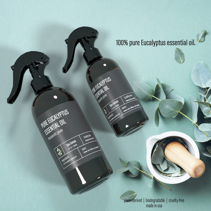 Spa Sense Pure Eucalyptus Oil Shower Mist and Steam Room Spray - Room Spray and Eucalyptus Spray for Shower - Premium Aromatherapy Eucalyptus Essential Oil Spray - 8 Ounce, 2 Pack 8 Fl Oz (Pack of 2)