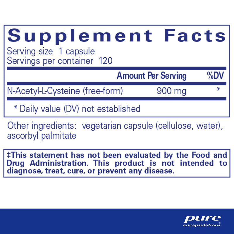 [Australia] - Pure Encapsulations NAC 900 mg - N-Acetyl Cysteine Amino Acid Supplement for Lung & Immune Support, Liver & Antioxidants* - 120 Capsules 120 Count (Pack of 1) 
