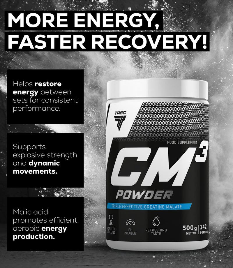 Trec Nutrition CM3 Tri-Creatine Malate Powder for Performance and Muscle Power | 6650 mg Creatine Per Serving | Made in EU (500g, Pink Grapefruit)
