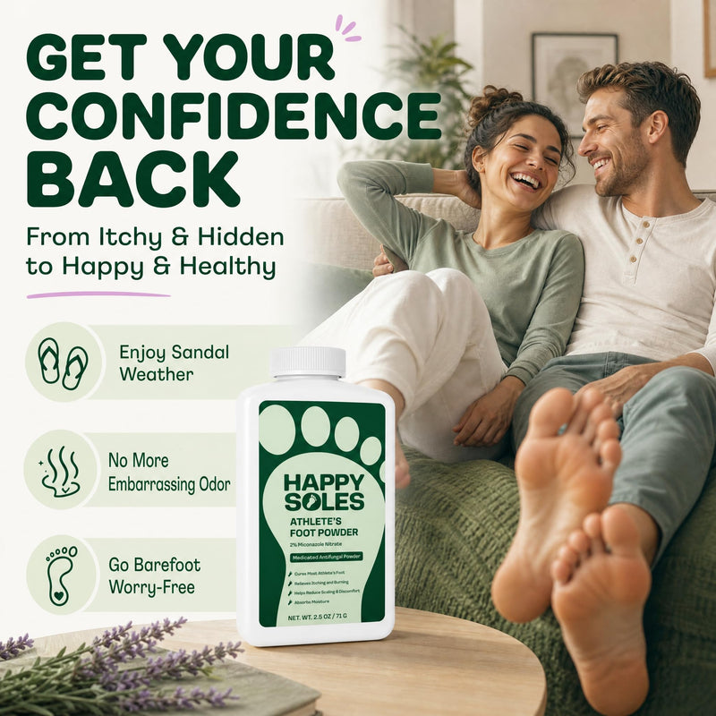 OTC Athletes Foot Treatment Antifungal Powder - 2% Miconazole | Anti fungal Foot Powder for Athlete's Foot & Itchy Feet - Relieves Itching & Burning, Odor Control, FSA Eligible HSA, 2.5oz
