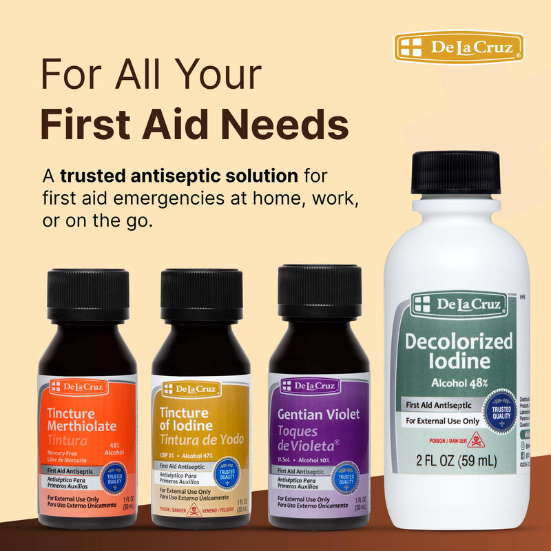 [Australia] - De La Cruz 2% Iodine First Aid Antiseptic, Made in USA 1 FL OZ (1 Bottle) 1 Fl Oz (Pack of 1) 