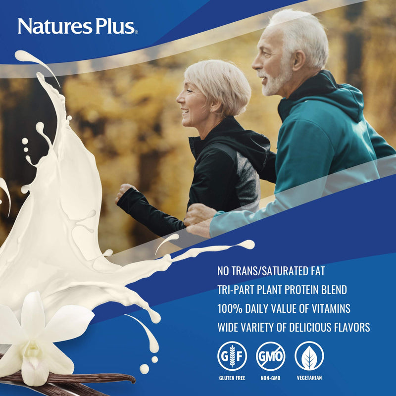 [Australia] - NaturesPlus SPIRU-TEIN Plus Shake for Mature Adults - Vanilla - 1.2 lbs, Protein Powder - Plant Based Meal Replacement, Vitamins & Minerals for Energy - Vegetarian, Gluten-Free - 16 Servings 