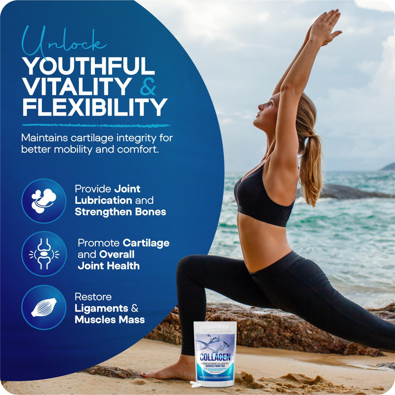 Hydrolyzed Fish Marine Collagen Capsules – Skin, Joint Health Support Supplement – 5000mg, 30 Pure Fish Collagen Capsules for Healthy Skin, Hair, Nails, and Joints – Made in UK