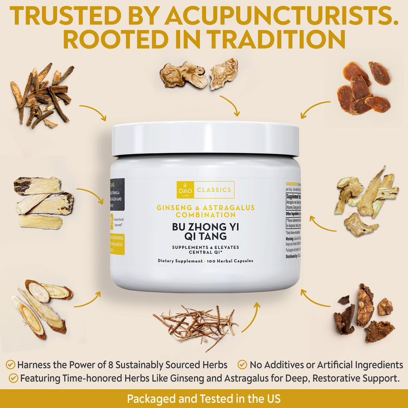 [Australia] - D‚ÄôAO Labs - Bu Zhong Yi Qi Tang - Ginseng and Astragalus Combination - Herbal Capsules. 100 Capsules. 