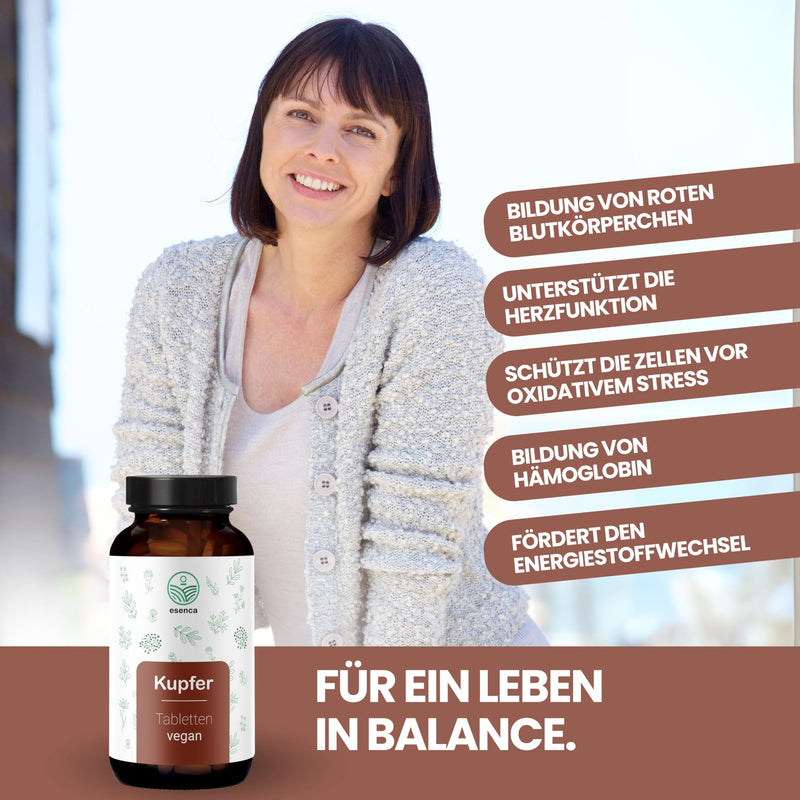 [Australia] - Copper tablets - 365 vegan tablets - 3 mg copper per daily dose - neutral in taste, high dosage, without unnecessary additives - from Germany 