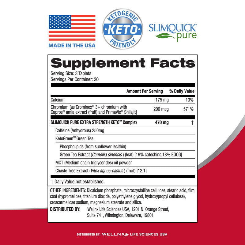 [Australia] - Slimquick Pure 3x Extra Strength Pill for Women, Helps Achieve Weight Goals, Helps Metabolism, Lose Excess Water, Keeps Full for Longer with Green Tea Extract, Caste Tree, Caffeine, MCT Oil - 60 Count 60 Count (Pack of 1) 