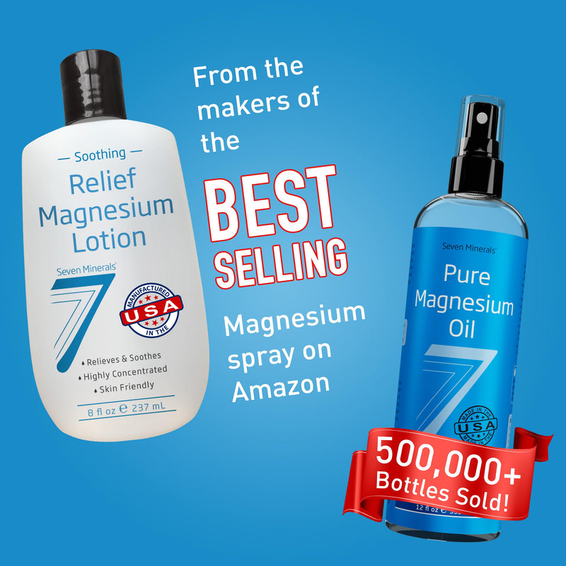 Seven Minerals Magnesium Lotion for Sleep, Soothing Relief & Relaxation - Highly Concentrated Magnesium for Better Sleep, Feet & Joint Care. Non-Greasy Lotion with Skin Friendly Ingredients - 8 fl oz 8 Fl Oz (Pack of 1) Bottle