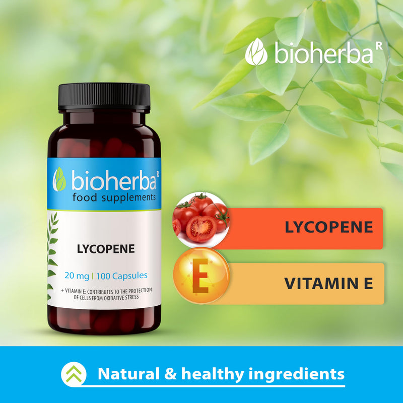 Lycopene 20 mg – 100 Capsules | Tomato-Derived Supplement with Natural Antioxidant Properties by BIOHERBA 100 pcs