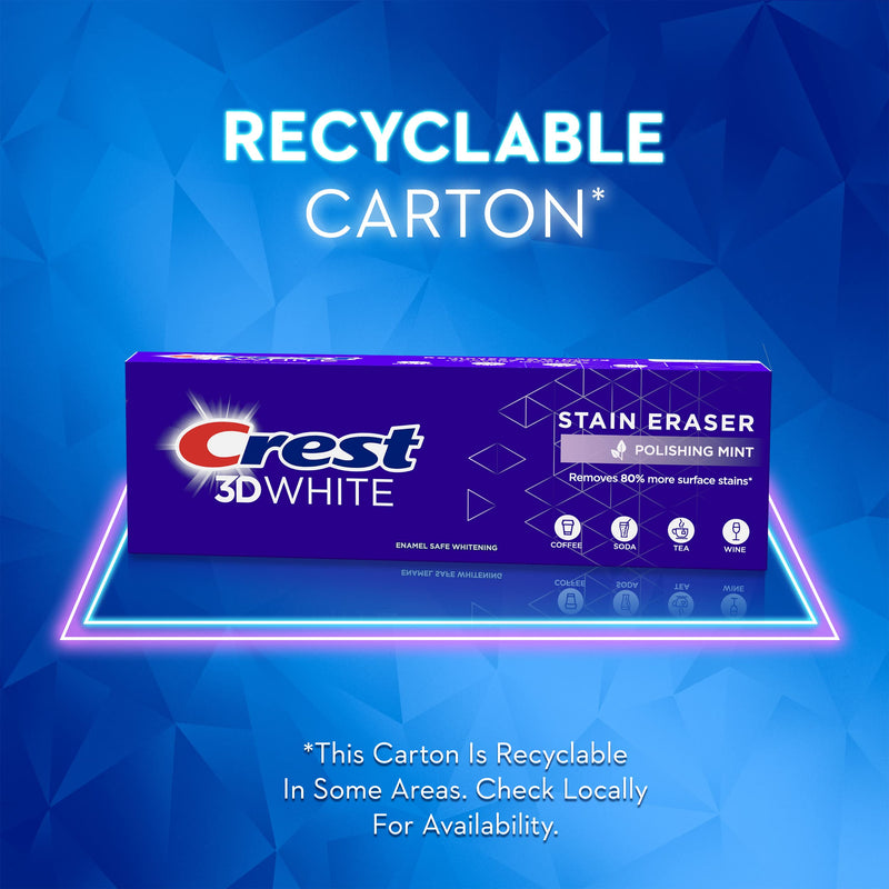 [Australia] - Crest 3D White Stain Eraser Teeth Whitening Toothpaste, Polishing Mint, 3.1 oz, Pack of 2 3.1 Ounce (Pack of 2) 