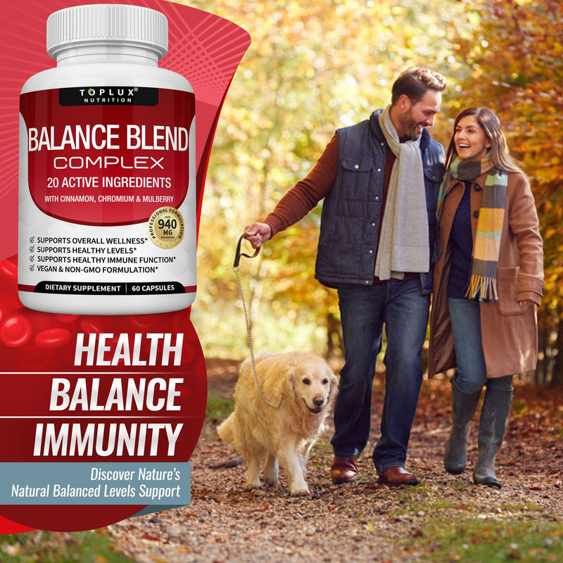 [Australia] - Premium Natural Balance Blend Complex Supplement - Natural 20 Herbs and Vitamins with Cinnamon Non-GMO Vegan, for Men Women, 60 Capsules 