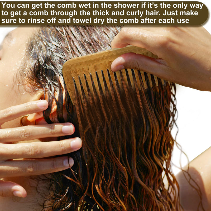 Bamboo Hair Brush Comb Set for Women Men, Wood Bristle Paddle Detangling Brush, Wide Tooth Comb for Curly Wavy Thick Thin Wet Dry Hair, Brush Cleaning Tool Included - 4 Pack Bamboo hairbrush and comb set