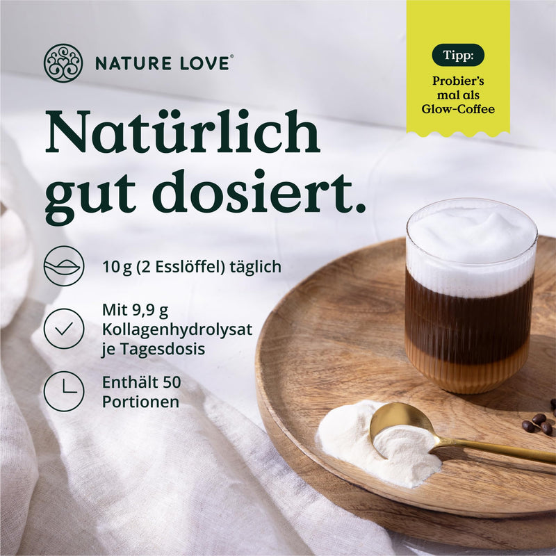 [Australia] - NATURE LOVE® Premium Collagen Powder with hyaluronic acid and elastin - 500g collagen - peptides types 1 and 3 - tasteless - collagen from pasture-raised cattle - laboratory tested 