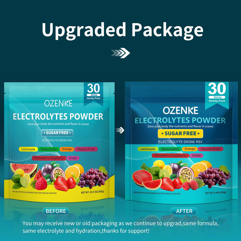 [Australia] - Electrolytes Powder Packets, 30 Sticks Hydration Packets Sugar Free, Electrolyte Drink Mix Travel Electrolyte Packets for Rapid Hydration, 6 Flavors Variety Pack 0.01 Ounce (Pack of 30) 
