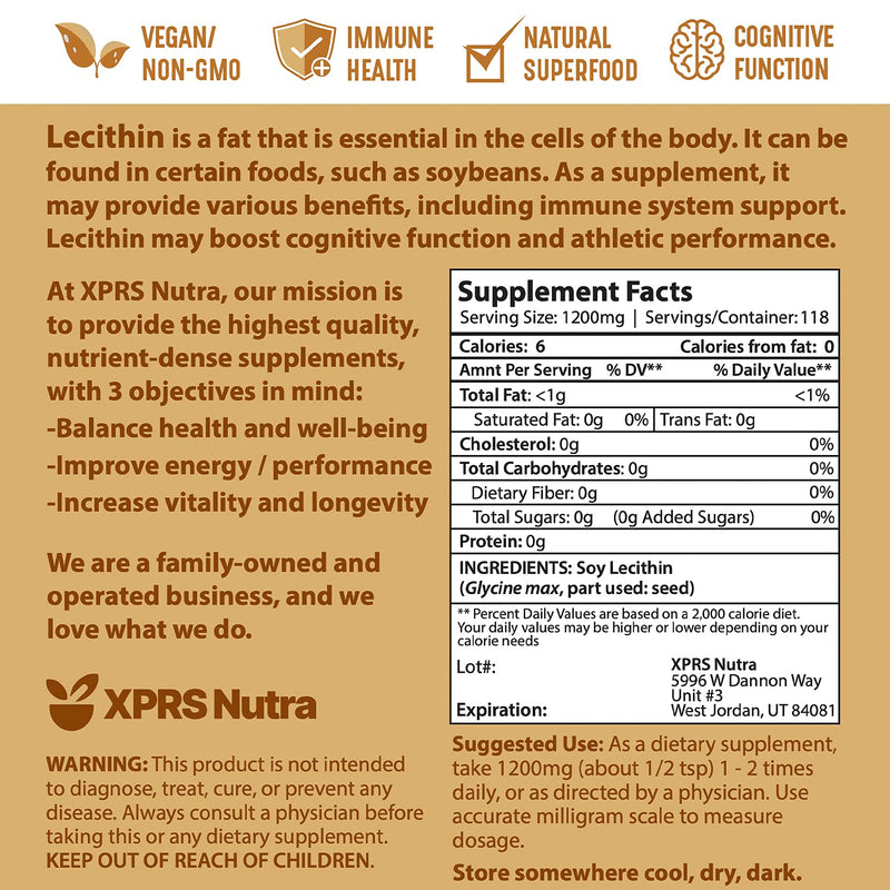 [Australia] - XPRS Nutra Soy Lecithin Powder Food Grade Fat Emulsifier - Suitable for Cooking, Baking and More - Vegan Friendly Soy Lecithin Powder Cooking Aid (8 Ounce) 