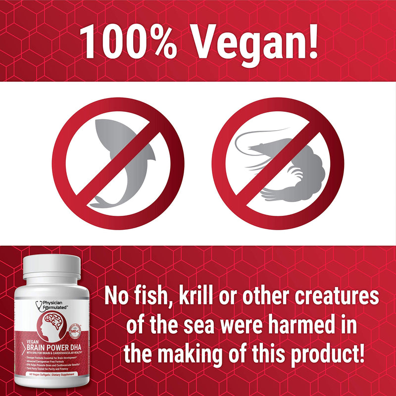 [Australia] - Vegan DHA for Brain and Prenatal 100% Algae Based Omega 3 Essential Fatty Acids with NO Carrageenan, NO Vegetable Oil PLUS 2500mcg Astaxanthin 
