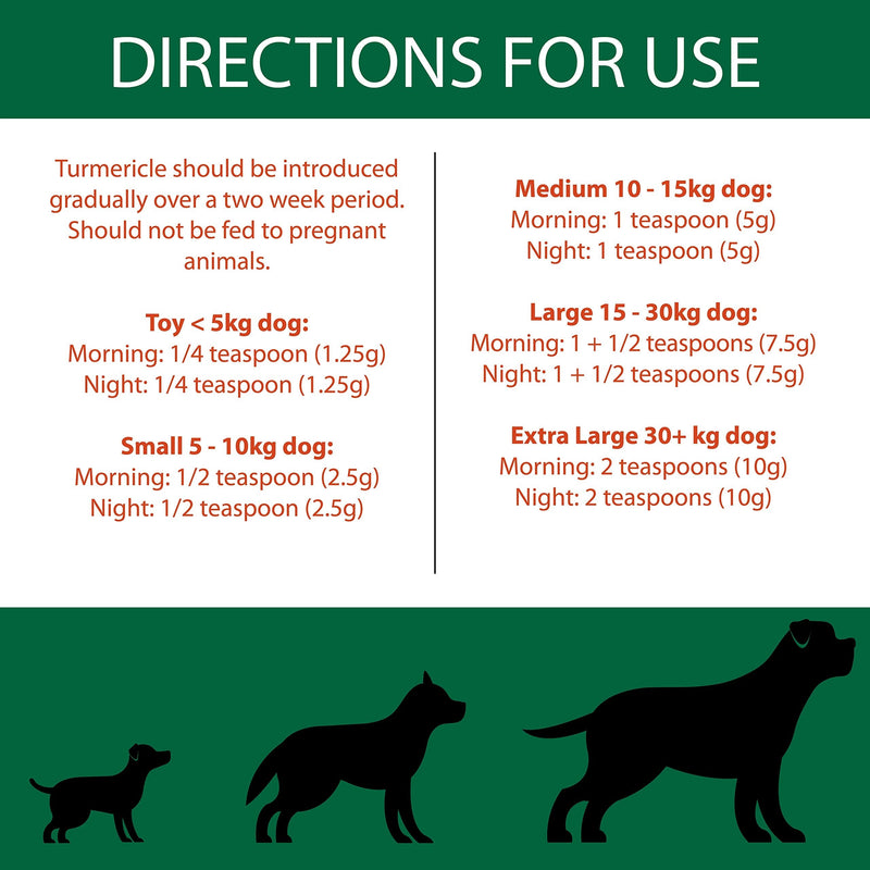 Natural Turmeric Powder for Dogs with Powdered Coconut Oil - Turmericle Anti-Inflamatory Dog Supplement for Healthy Hip & Joint Function - Normal Skin Health (1 Pack) 1 pack - PawsPlanet Australia