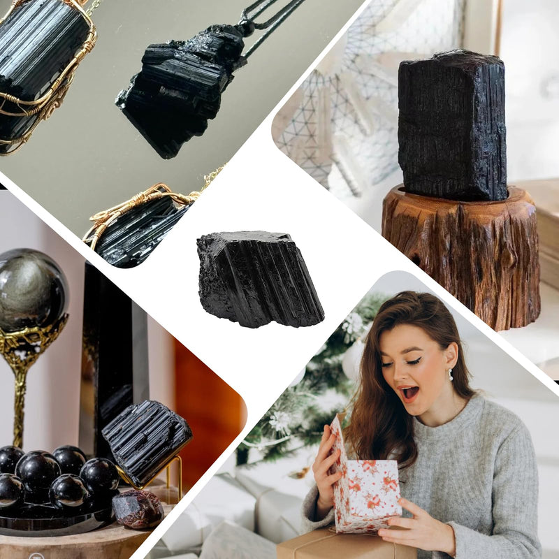 [Australia] - Apengshi Natural Raw Black Tourmaline Crystal 2PCS Healing Rough Black Tourmaline Crystal for Meditation Chakra Balance Tumbling Polishing Fountain Garden Decor 