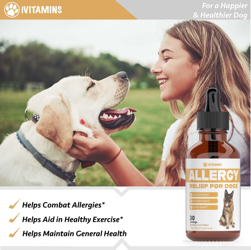 Natural Dog Allergy Relief - Helps to Naturally Support Allergy & Itch Relief for Dogs - Allergy Relief for Dogs Itching - Itch Relief for Dogs - Dog Itch Relief - Dog Allergy Support - 1 fl oz (Dogs) - PawsPlanet Australia