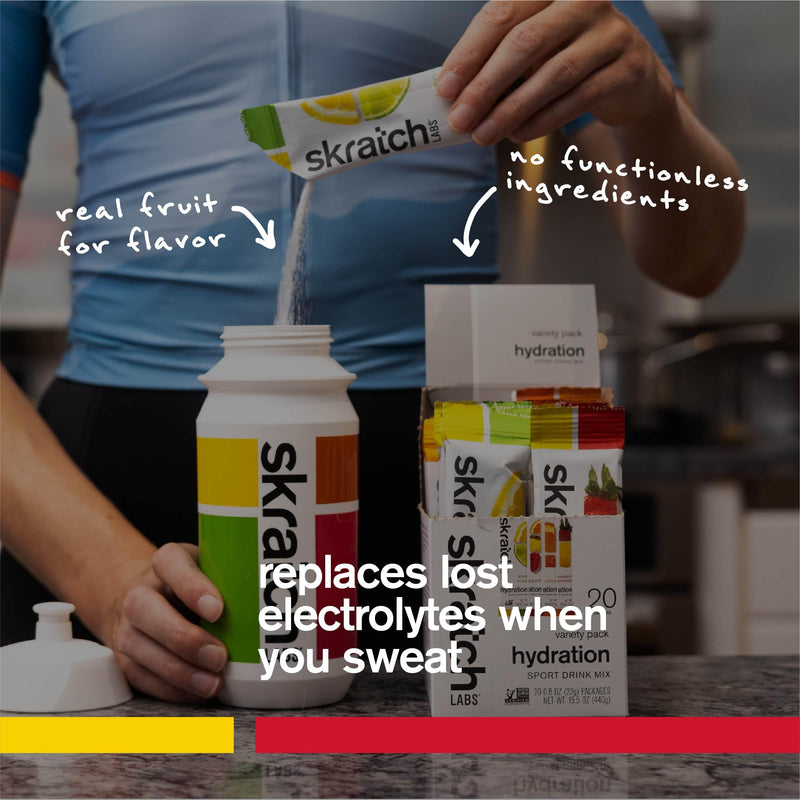 [Australia] - Skratch Labs Hydration Packets - Hydration Drink Mix, Variety Pack (20 Single Serving Packets) - Electrolyte Powder Developed for Athletes and Sports Performance, Gluten Free, Vegan, Kosher 