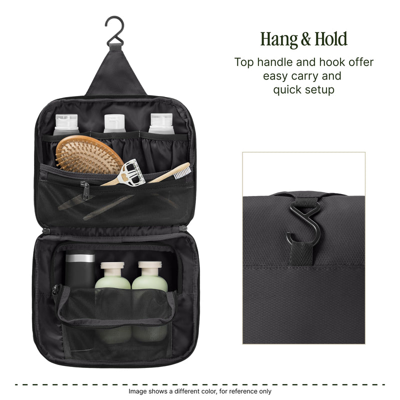 Eagle Creek Pack-It Hanging Toiletry Kit, Black | Dual Compartment Toiletry Kit for Keeping Small Items Organized, Water-Resistant, Top Grab Handle, Zipper Pouch