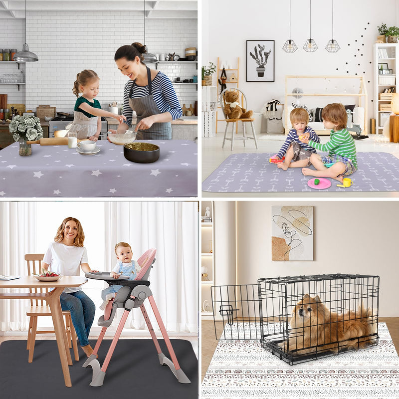 [Australia] - Splat Mat for Under High Chair/Arts/Crafts, WOMUMON Washable Spill Mat Waterproof Anti-slip Floor Protector Splash Mat, Messy Mat and Table Cloth W Rainbow 