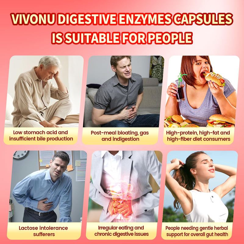 VivoNu Digestive Enzymes | 22 Enzymes with Organic Prebiotics & Probiotics | Supports Digestion* of Protein, Carbs, Fiber & Dairy | 90 Capsules(90count/1pack) 90 Count (Pack of 1)