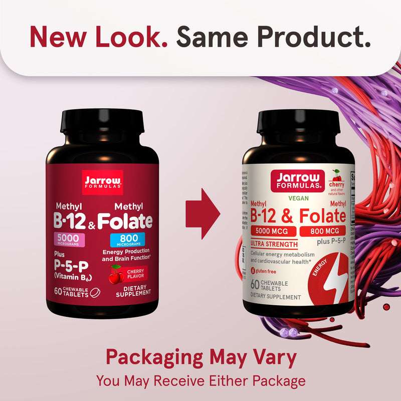 Jarrow Formulas Ultra Strength Methyl B-12 5000 mcg & Methyl Folate 800 mcg + P-5-P & Extra Strength Methyl B-12 1000 mcg & Methyl Folate 400 mcg + P-5-P, Dietary Supplement