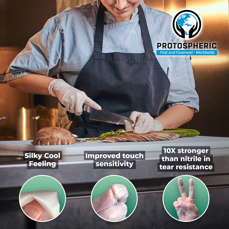 [Australia] - Disposable Gloves for Food Prep - Super Poly Kitchen Grade Food Safe Gloves - Perfect for Cooking and Serving Medium (Box of 100 units) 