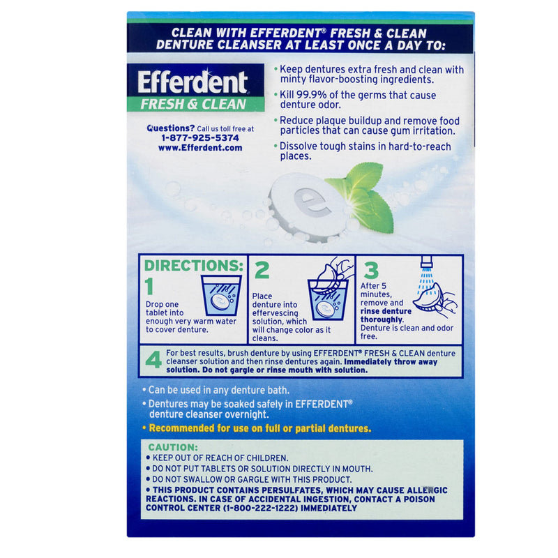 [Australia] - efferdent Mint Fresh and Clean Denture Cleanser, 252 Tablets Bundle with Bundle with Dentu-Care Denture Brush Specifically Designed to Gently Clean Hard to Reach Areas for Full Partial Dentures 