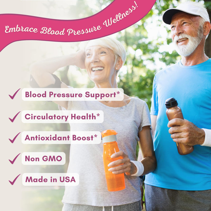 [Australia] - Blood Pressure Support Supplement - 13 Herbs & Vitamins - with Hawthorn, Hibiscus, Garlic & Olive Leaf Extract - Natural Supplement for Women & Men - High Strength Capsules - Non-GMO - 90 Day Supply 