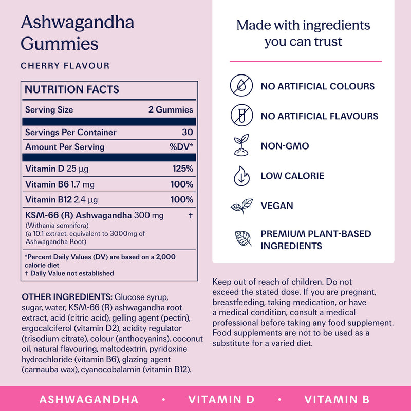 TRIP Ashwagandha Gummies, Cherry, High Strength, 9,000MG KSM-66 Ashwagandha per Pack (60 Gummies), with Vitamin B6, B12 & D2 – Vegan Cherry Ashwagandha
