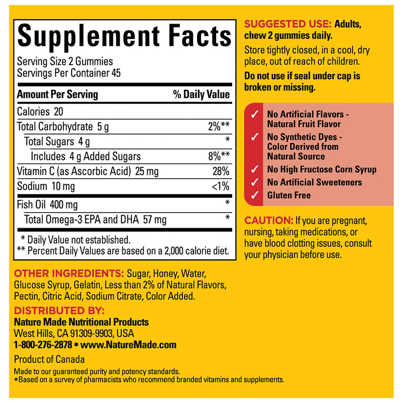 [Australia] - Nature Made Fish Oil Omega 3 Gummies, Omega 3 Fish Oil Supplements, Healthy Heart Support, 90 Gummies, 45 Day Supply Orange 90 Count (Pack of 1) 