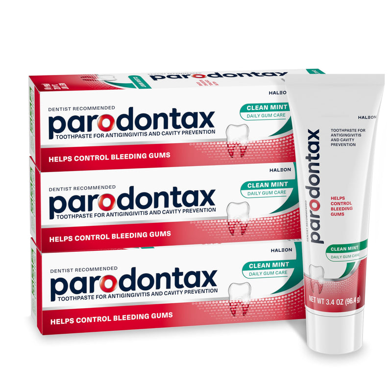 Parodontax Clean Mint Toothpaste For Gum Health, Helps Cavity Prevention, Anticavity And Antigingivitis - 3.4 Oz x 3 3.4 Ounce (Pack of 3)