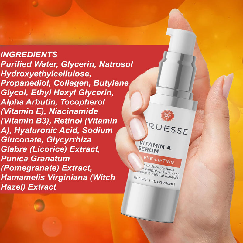 Ayurvedic Vitamin A Serum – Natural Retinol for Firm Bright Skin - Reduces Under Eye Bags – Hyaluronic Acid for Hydration
