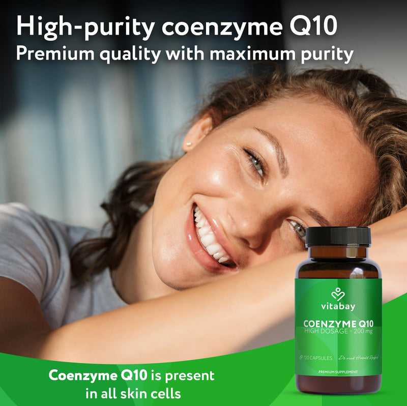 Vitabay Coenzyme Q10 Ubiquinone 200 mg – 120 Vegan Capsules – high Strength CoQ10 – Natural Q10 from Plant Fermentation – additive-Free & 100% Vegan – Laboratory Tested in Germany 120 Count (Pack of 1)