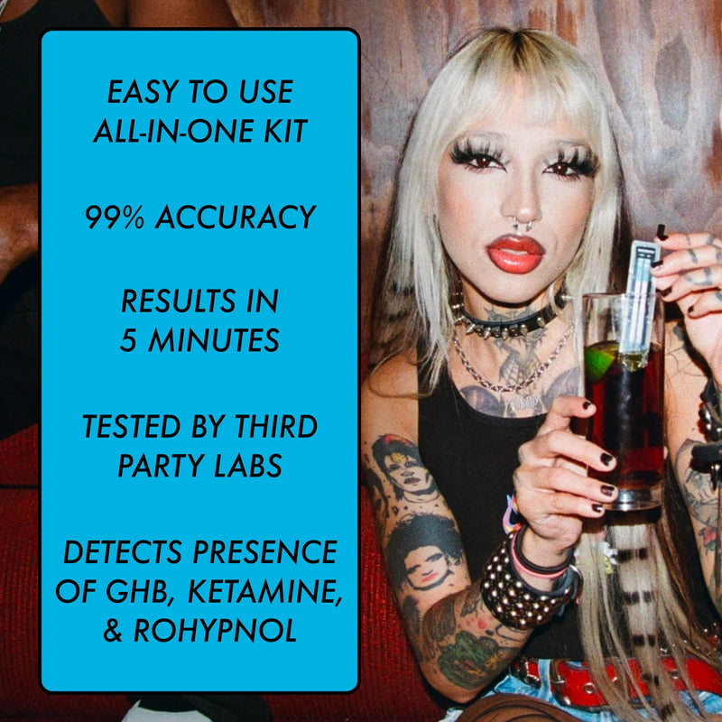 Drink Spiking Test Kit 2.0 – Overdrive Defense 2 Pack – 99% Accuracy Beverage Safety Test – Fast Results in 5 Minutes – Easy to Use, Portable Protection Tool, Bar Essential